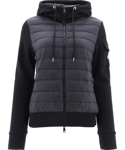 Moncler Zipped Hooded Jacket In Black