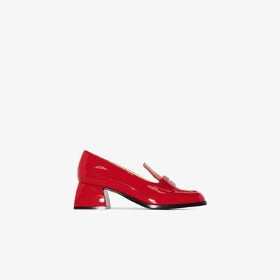 Nodaleto Bulla Cara Patent Leather Loafer Pumps In Red Corvette