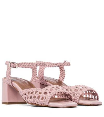 Souliers Martinez Ischia 50 Woven Leather Sandals In Pink