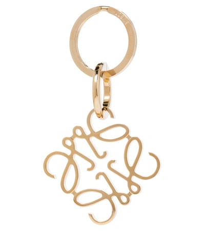 Loewe Anagram Logo-engraved Brass Keyring In Gold
