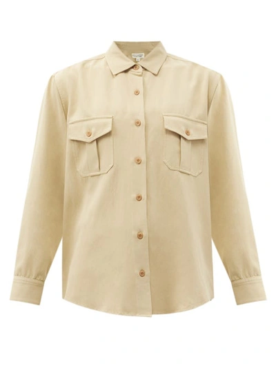Nili Lotan Troy Button-down Cotton Shirt In Khaki