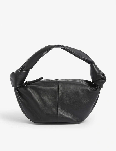 Bottega Veneta Mini Leather Top-handle Bag In Black/black-silver