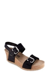 Mephisto Lissandra Platform Wedge Sandal In Black Bucksoft Leather