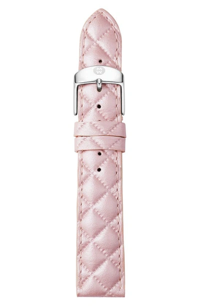 Michele 16mm Quilted Leather Watch Strap, Lilac