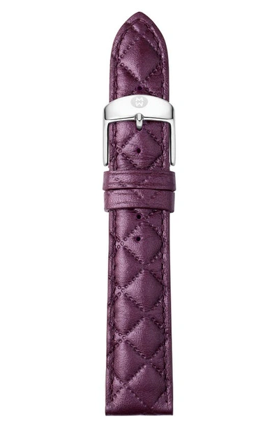 Michele 16mm Quilted Leather Watch Strap, Violet