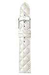 Michele 16mm Quilted Leather Watch Strap, White In Whisper White