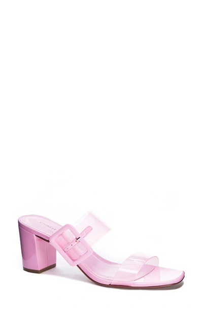 Chinese Laundry Yippy Block Heel Sandal In Pink Vinyl