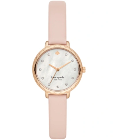 Kate Spade Morningside Pink Leather Strap Watch 28mm In Mother Of Pearl