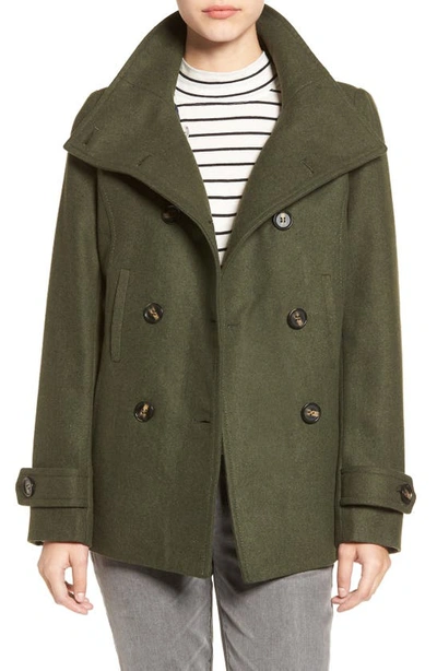 Thread & Supply Double Breasted Peacoat In Hunter Green