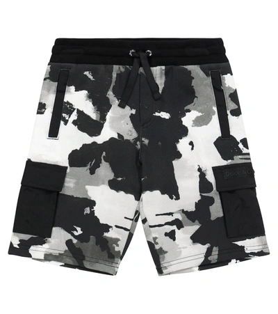 Dolce & Gabbana Kids' Camo Cotton Jersey Cargo Shorts In Camouflage