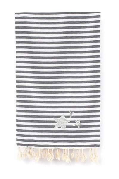 Linum Home Fun In The Sun Glittery Starfish Pestemal Beach Towel Bedding In Graphite Grey