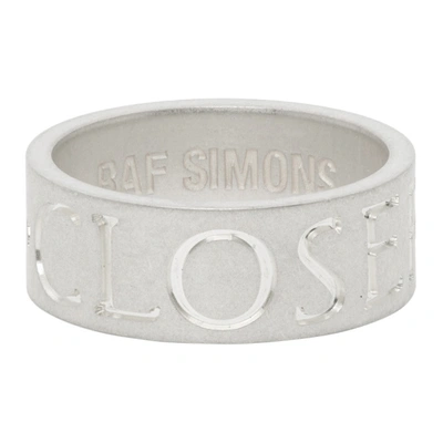Raf Simons Silver Archive Redux Engraved 'closer' Ring In Raf Simons Silver Archive Redux Engraved 'closer' Ring In