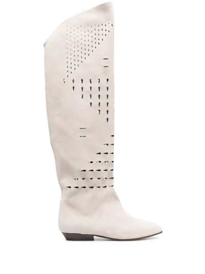 Isabel Marant Cut-out Knee Boots In White