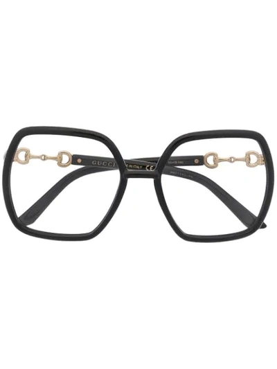 Gucci Oversize-frame Horsebit-detail Glasses In Black