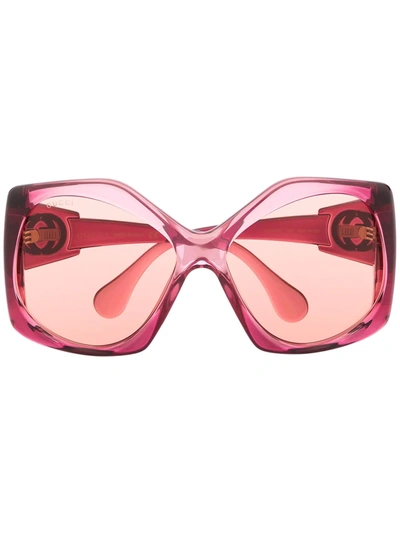 Gucci Angular-frame Oversized Sunglasses In Pink