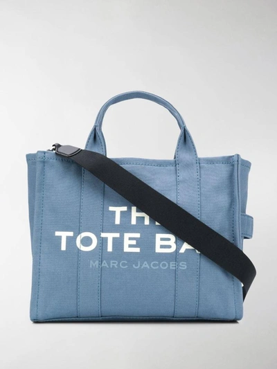 Marc Jacobs Traveler Shopper Bag With Front Print In Light Blue