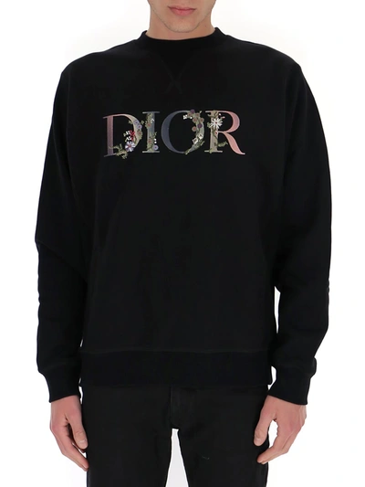 Dior Floral Logo Sweatshirt In Black
