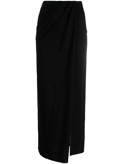 Andamane Gabrielle Stretch Viscose Wrap Skirt In Black