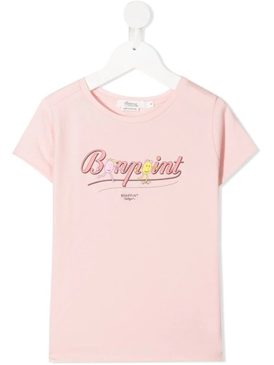 Bonpoint Kids' Logo-print Short-sleeve T-shirt In Pink