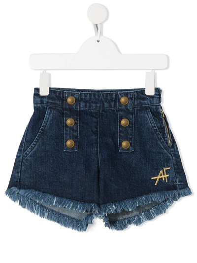 Alberta Ferretti Teen Button-detail Denim Shorts In Dark Wash