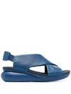 Camper Balloon Slingback Wedge Sandal In Navy