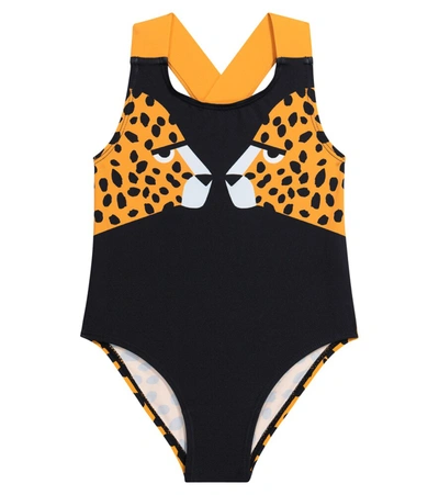 Stella Mccartney Kids' Leopard-print One-piece Swimsuit In Black