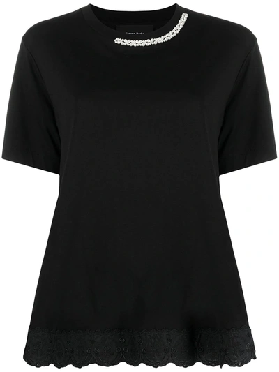 Simone Rocha Faux Pearl-embellished Supima Cotton-jersey T-shirt In Black