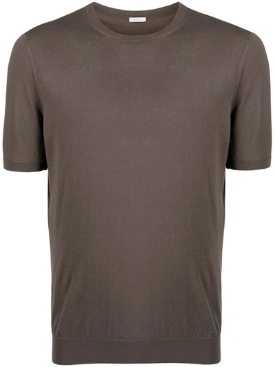 Malo Crewneck Cotton T-shirt In Brown