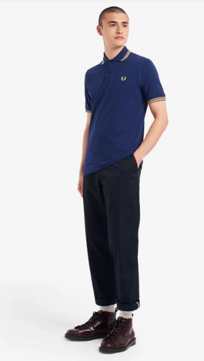 Fred Perry M12 Twin-tipped Shirt In Navy Ice