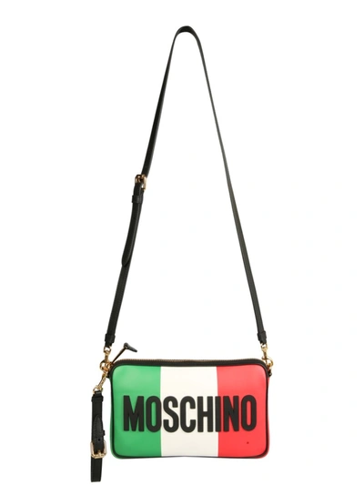 Moschino Italian Slogan Multicolor Leather Shoulder Bag In Multicoloured