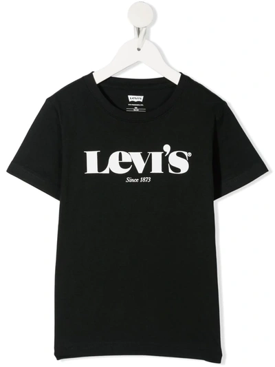 Levi's Kids' Logo Printed T-shirt In Black And White