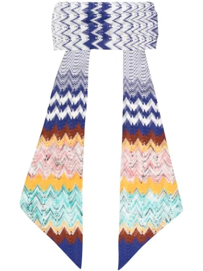 Missoni Bow Embroidered Headband In Blue