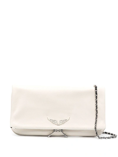 Zadig & Voltaire Rock Leather Clutch Bag In Yellow Cream