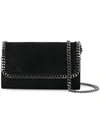 Stella Mccartney Falabella Large Faux Suede Shoulder Bag In Black