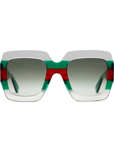 Gucci "pop Web"方形醋酸纤维太阳镜 In Green