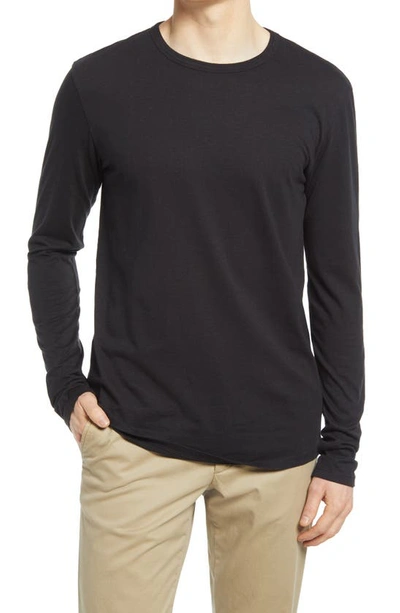 Tact & Stone Luxe Organic Cotton & Hemp Long Sleeve T-shirt In Black