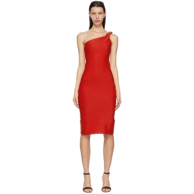 Givenchy One-shoulder Chain-embellished Stretch-jersey Dress In Red