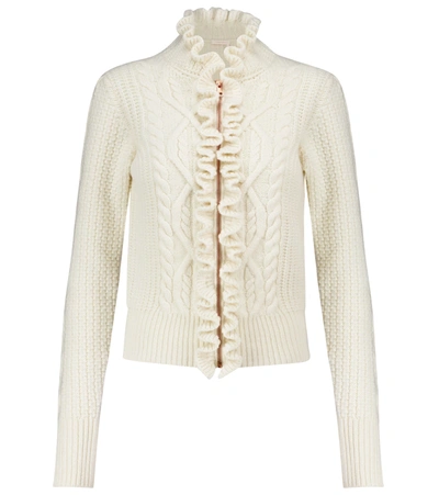 See By Chloé See By Chloe Ruffle Trim Cardigan In Pristine White
