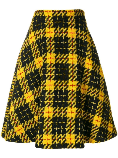 Miu Miu Plaid Virgin-wool Tweed Skirt In Giallo