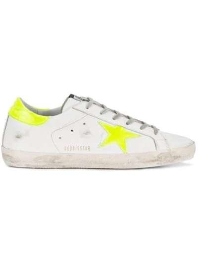 Golden Goose Super Star Distressed Leather Sneakers In White