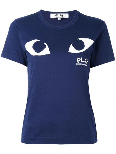 Comme Des Garçons Play Eye Print T-shirt In Dark Blue