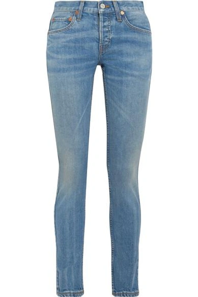 Re/done Low Rise Skinny Stretch Jeans In Blue