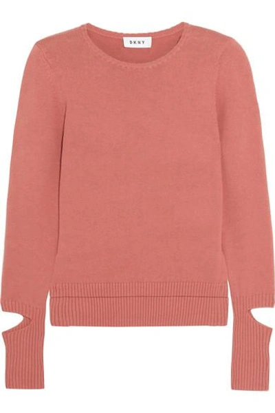 Dkny Cutout Cotton-blend Sweater In Brick