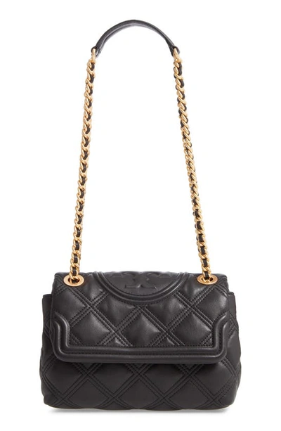 Tory Burch Small Fleming Distressed Convertible Shoulder Bag In Black