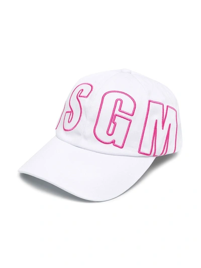 Msgm Kids' Logo-print Cap In White