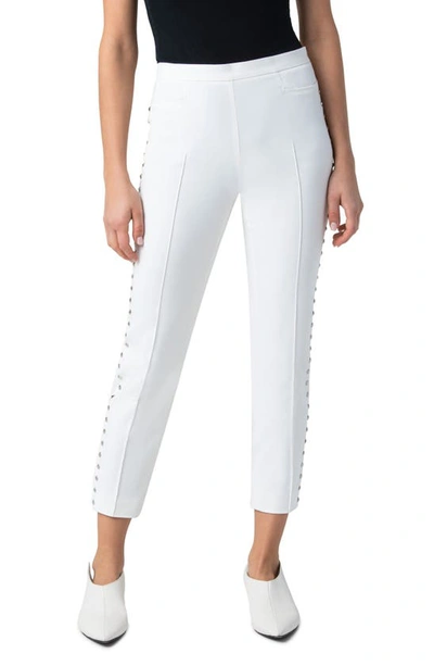 Akris Punto Franca Cotton Studded Cropped Pants In Cream