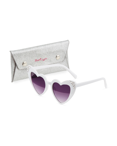 Bari Lynn Kids' Girl's Swarovski Crystal Heart Sunglasses In White