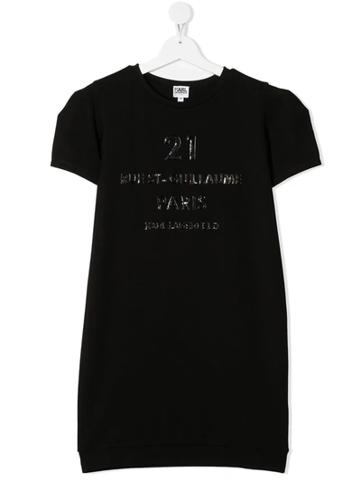 Karl Lagerfeld Teen Embossed-logo Sweatshirt Dress In Black