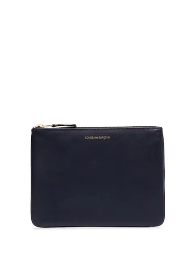 Comme Des Garçons Zipped Pouch In Blue