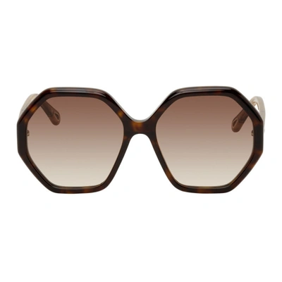 Chloé Esther Hexagonal Acetate Sunglasses In Brun